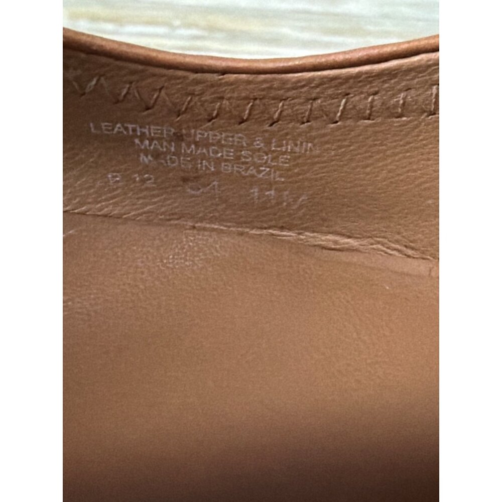 Tory Burch Women's Sally 2 Cognac Leather Peep Toe Wedge Heels Sz 11 Used No Box - Picture 11 of 11